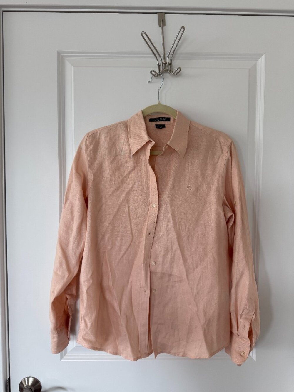 Lauren Ralph Lauren Peach Button-Down Linen Shirt